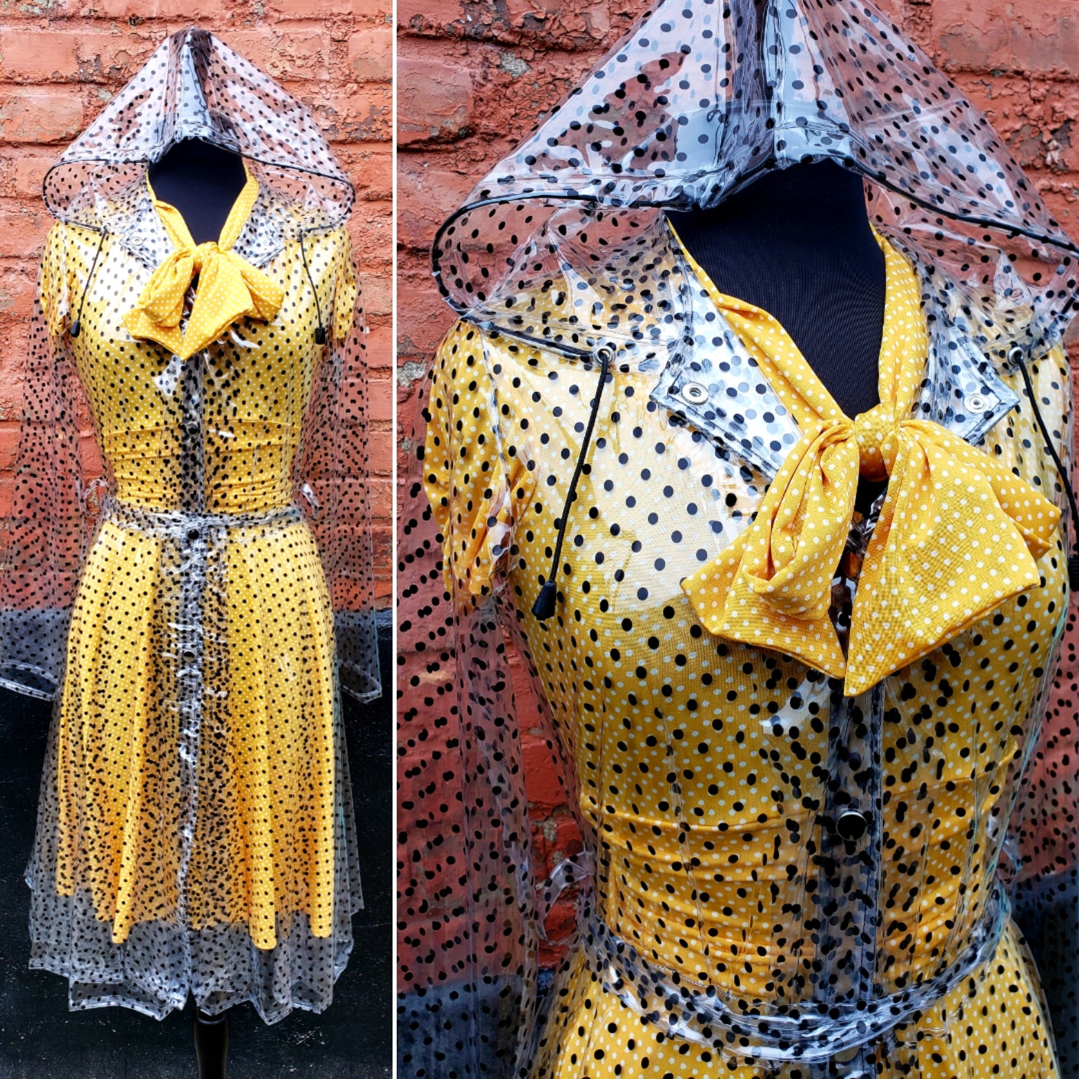 Clear Black Polka Dot Raincoat